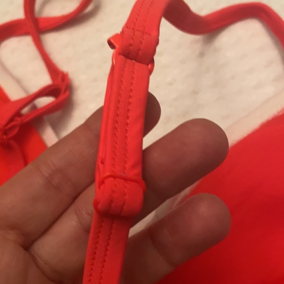 NEW! ADIDAS Cross Back Bikini Top Size 10 Hot Coral White Athletic - Picture 11 of 13